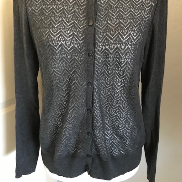 Loft Grey Open-weave Front Cardigan. Size XS. - Picture 3 of 8